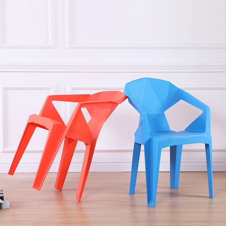 Scandinavian Plastic Dining Armchair Solid Back Side Chair for Home Use
