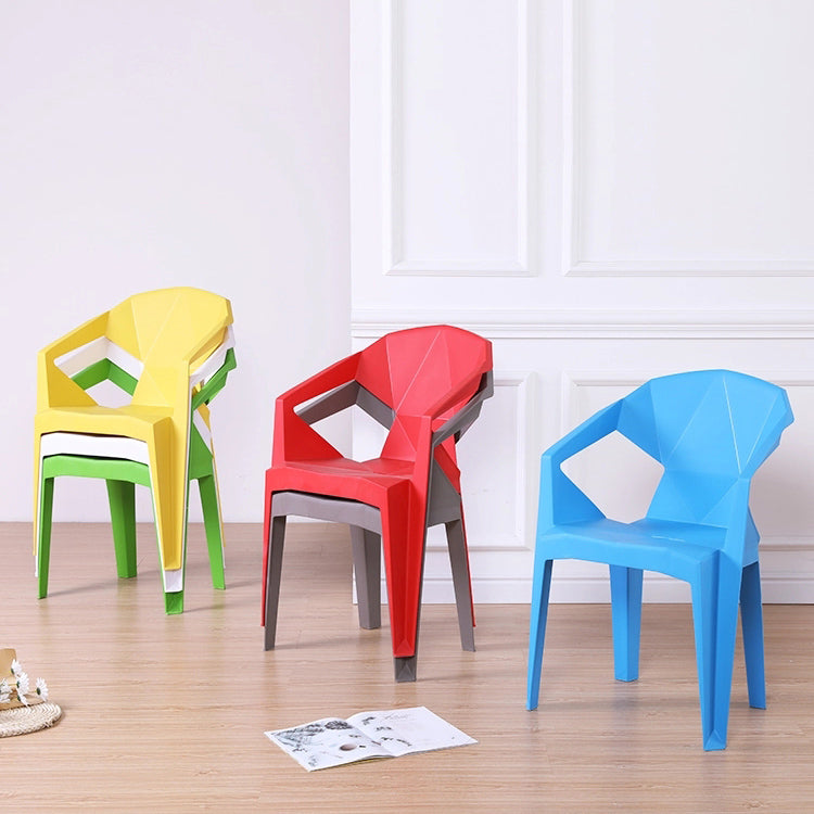 Scandinavian Plastic Dining Armchair Solid Back Side Chair for Home Use
