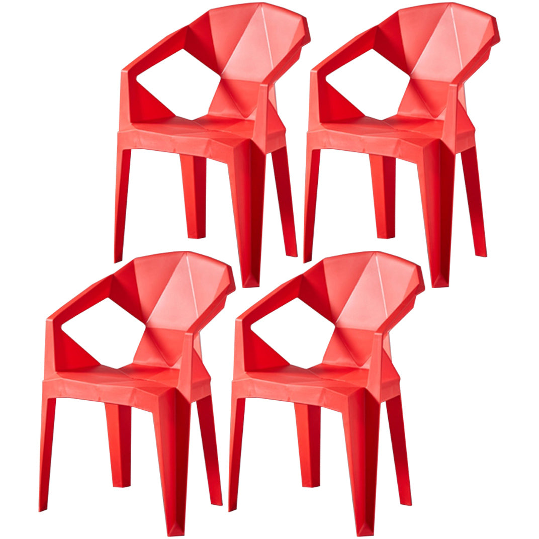 Scandinavian Plastic Dining Armchair Solid Back Side Chair for Home Use
