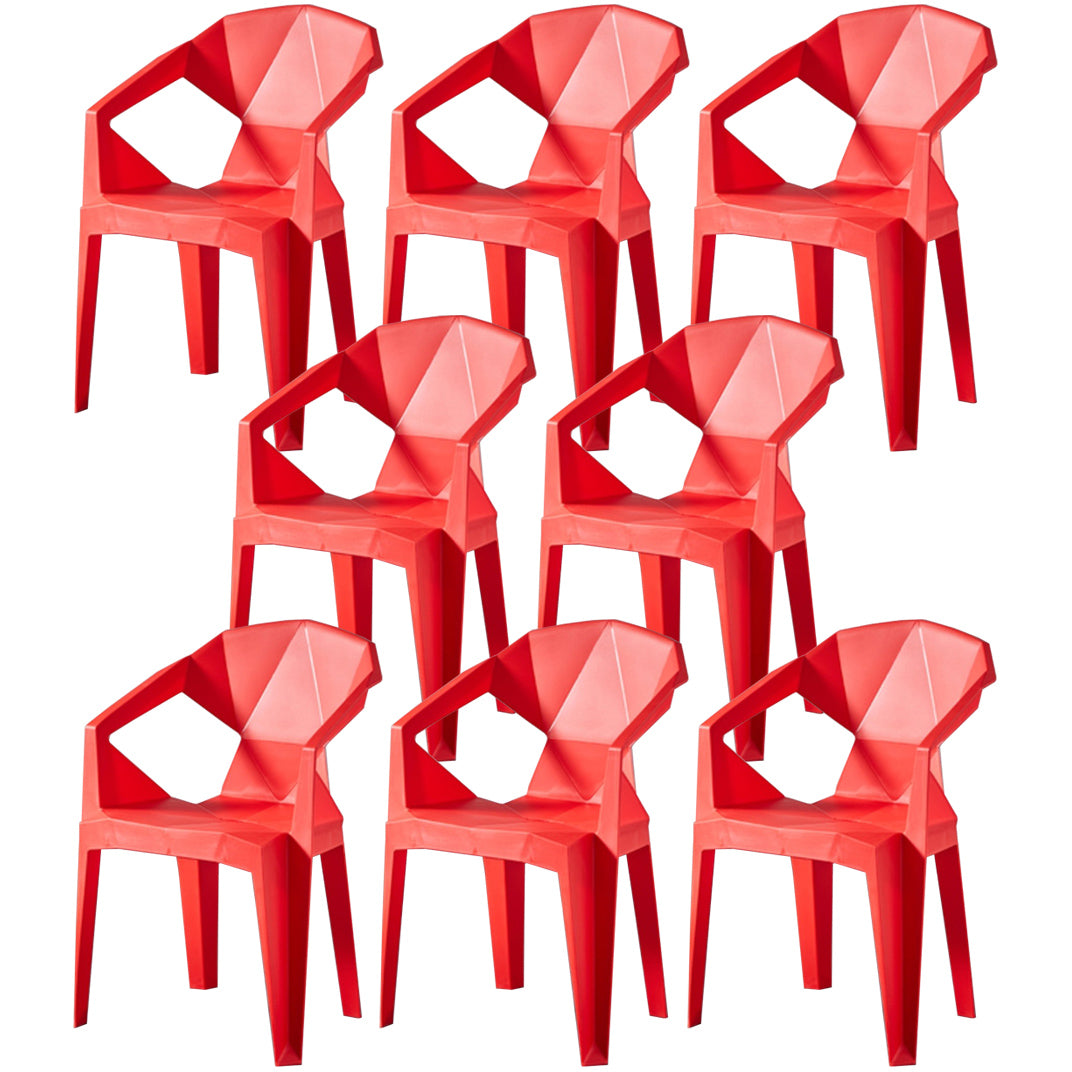 Scandinavian Plastic Dining Armchair Solid Back Side Chair for Home Use