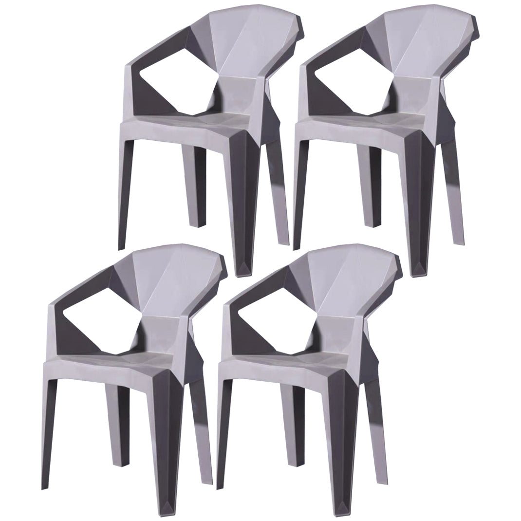Scandinavian Plastic Dining Armchair Solid Back Side Chair for Home Use