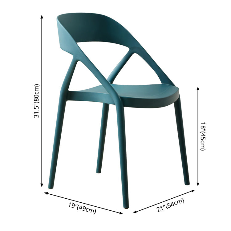 Scandinavian Plastic Stacked Side Chair Open Back Dining Side Chair for Home Use