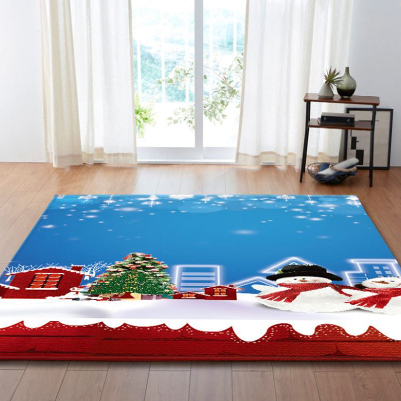 Red Modern Carpet Polyester Santa Claus Carpet Non-Slip Backing Carpet for Home Decor
