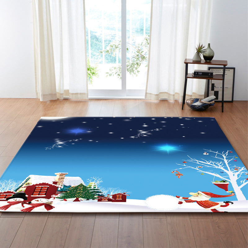 Red Modern Carpet Polyester Santa Claus Carpet Non-Slip Backing Carpet for Home Decor