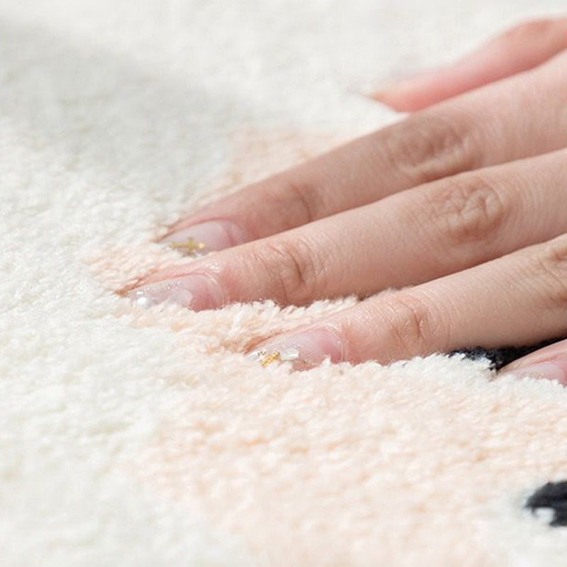 White Modern Area Carpet Line Pattern Polyester Area Rug Easy Care Washable Rug for Living Room