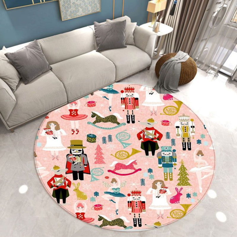 Pink Modern Indoor Rug Polyester Trojan Area Rug Washable Rug for Home Decor