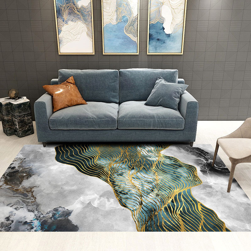 Leisure Polyester Carpet Modern Abstract Pattern Indoor Rug Anti-Slip Area Rug for Living Room