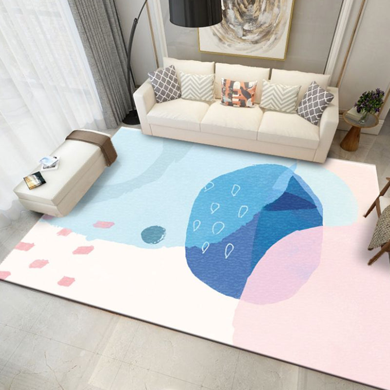 Tapis nordique rose en Polyester, bloc de couleur, avec support antidérapant, pour la décoration de la maison