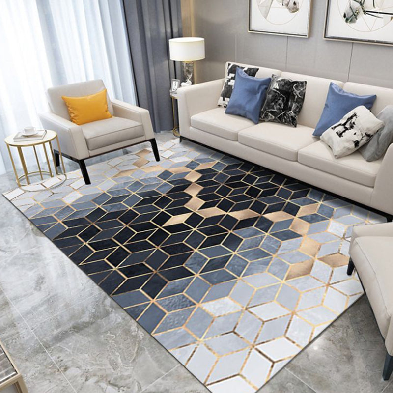 Light Pink Modern Rug Polyester Diamond Rug Non-Slip Backing Rug for Home Decor