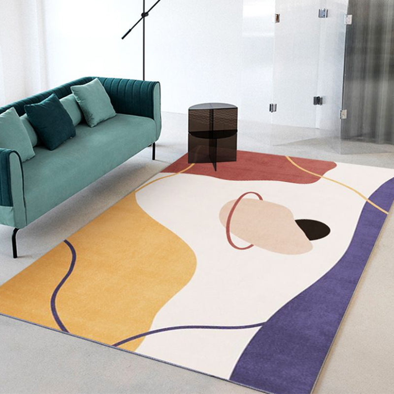 Tapis moderne Orange en Polyester, bloc de couleur, avec support antidérapant, pour la décoration de la maison