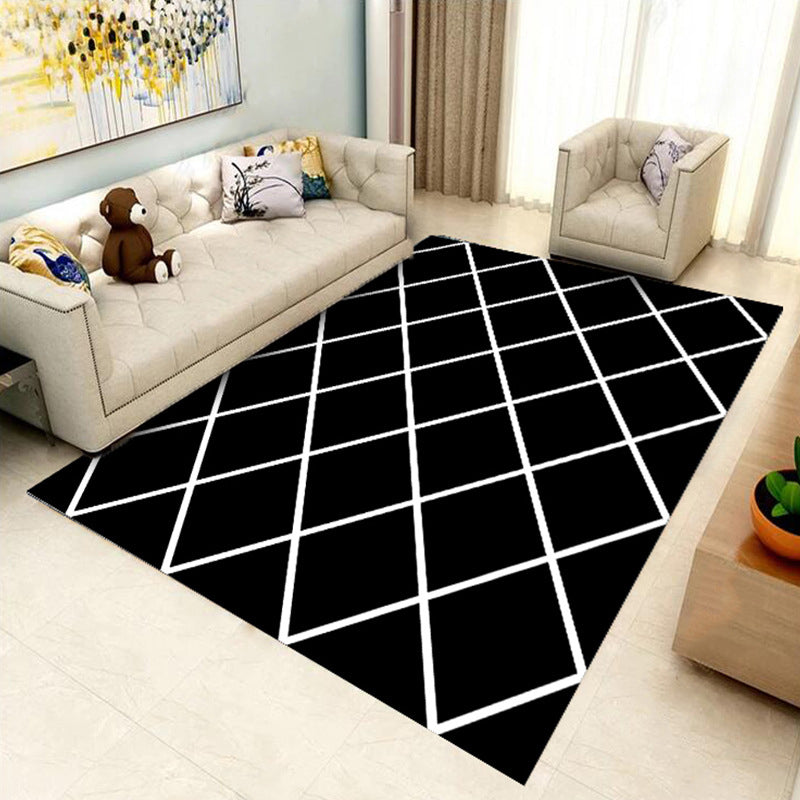 Contemporary Checkered Print Carpet Polyester Rug Stain Resistant Area Carpet for Home Decoration