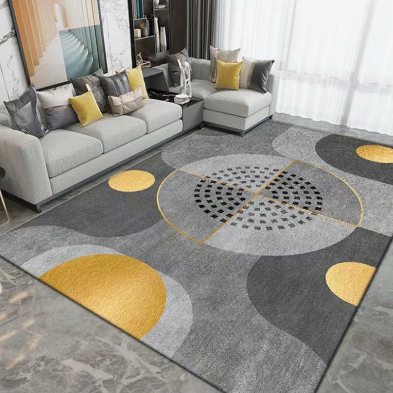 Dark Grey Carpet Poyester Graphic Carpet Washable Carpet for Home Decoration