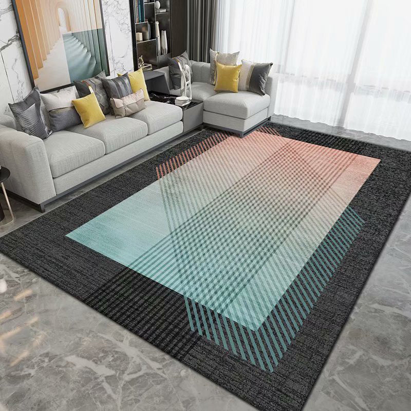 Dark Grey Carpet Poyester Graphic Carpet Washable Carpet for Home Decoration