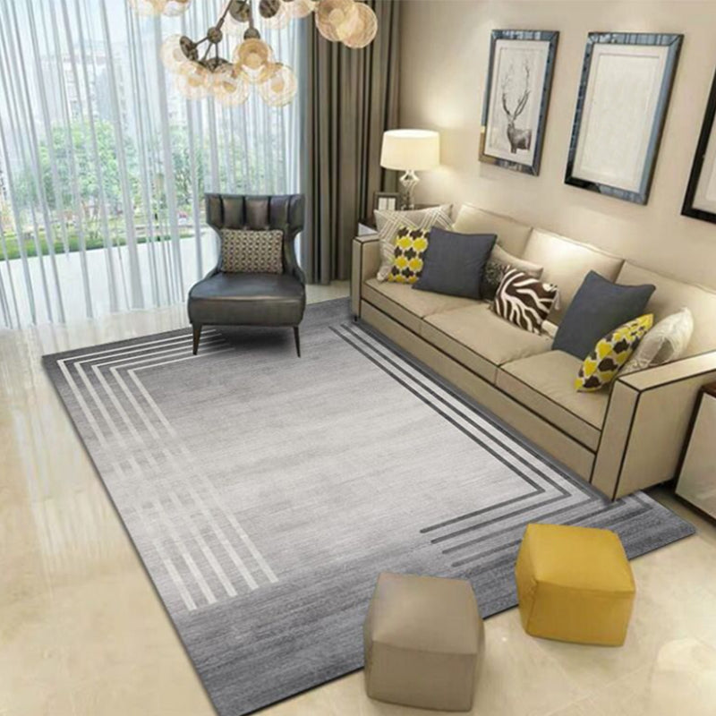 Dark Navy Modern Rug Polyester Graphic Rug Non-Slip Backing Rug for Home Decor