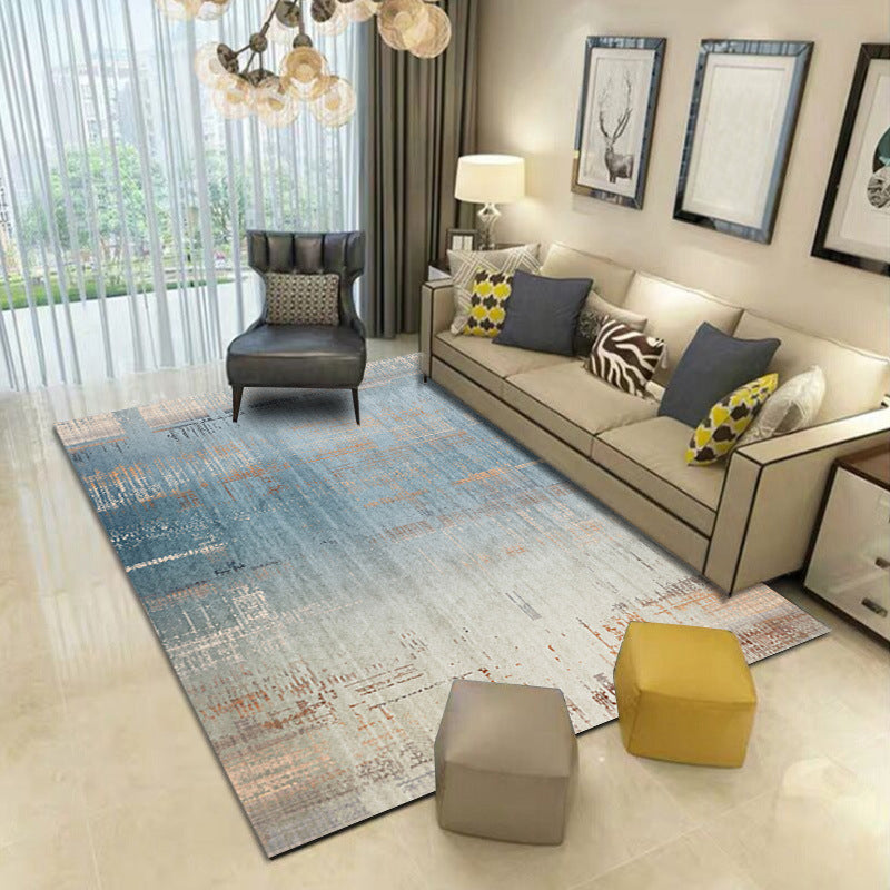 Dark Navy Modern Rug Polyester Graphic Rug Non-Slip Backing Rug for Home Decor