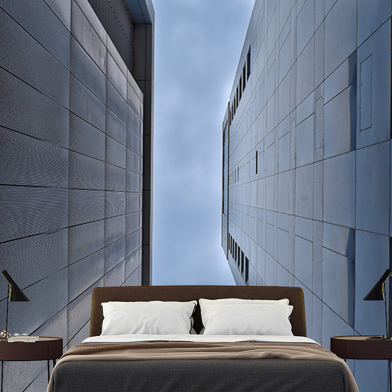 City Building Mural Wallpaper Moisture Resistant Wall Covering for Meeting Room