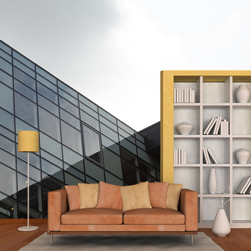 City Building Mural Wallpaper Moisture Resistant Wall Covering for Meeting Room