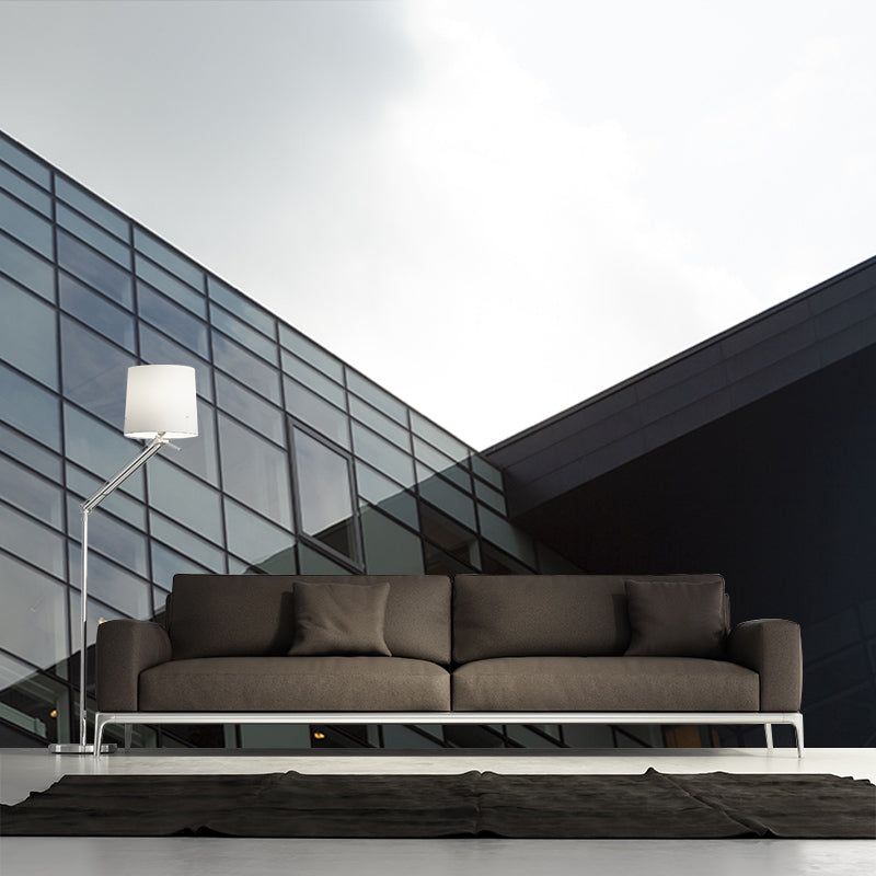 City Building Mural Wallpaper Moisture Resistant Wall Covering for Meeting Room