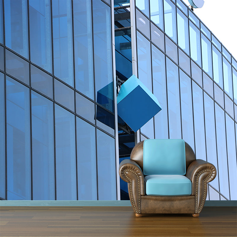 City Building Mural Wallpaper Moisture Resistant Wall Covering for Meeting Room