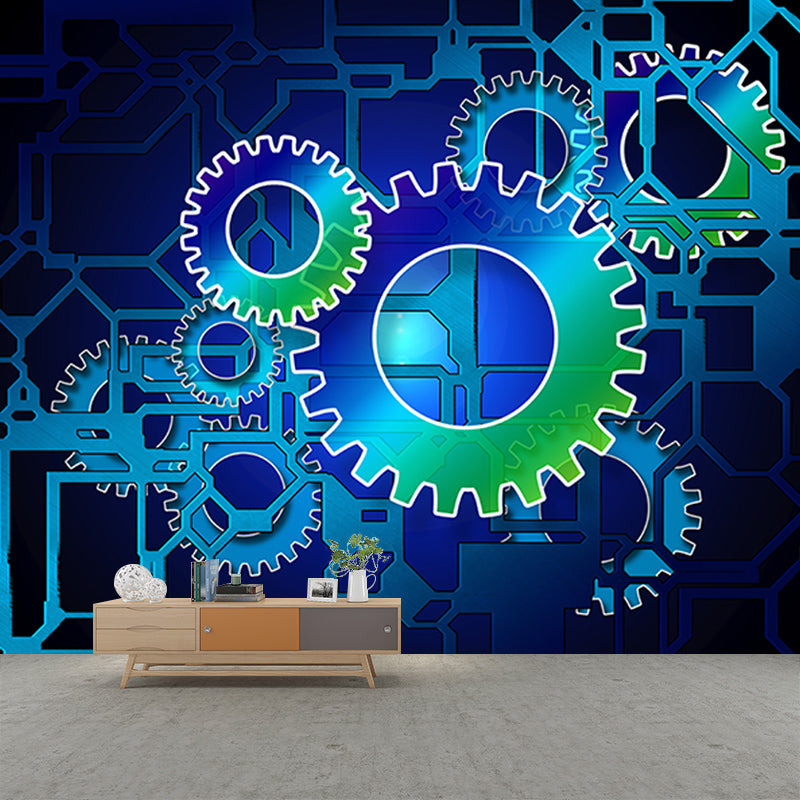 Industrial Style Gear Wall Decor for Sitting Room Water Resistant Wall Mural