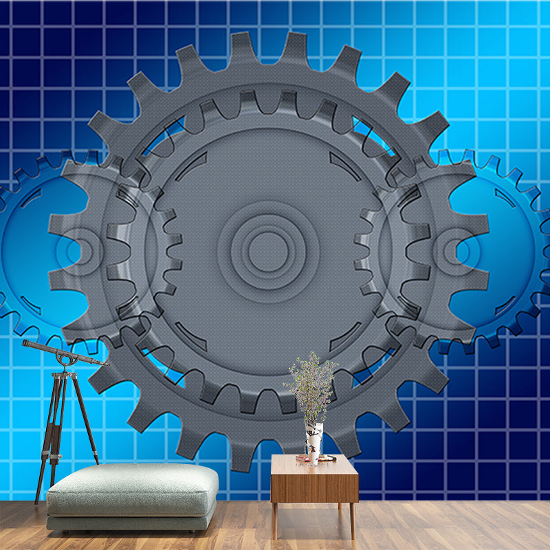 Industrial Style Gear Wall Decor for Sitting Room Water Resistant Wall Mural