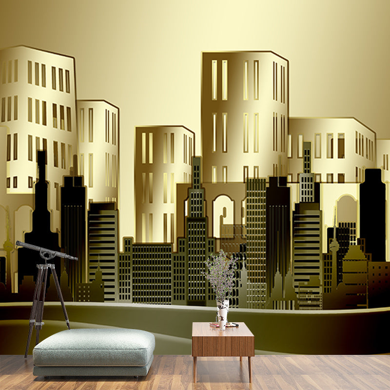 City Building Illustration Wall Covering for Meeting Room, Custom Size Available