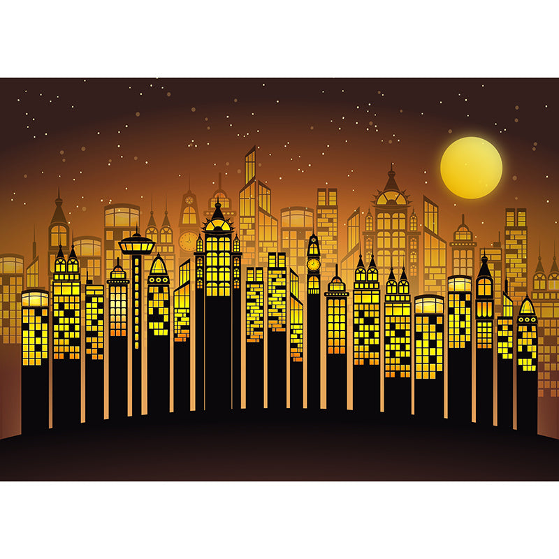 City Building Illustration Wall Covering for Meeting Room, Custom Size Available