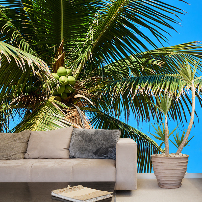 Tropical Coconut Tree Mural for Living Room Waterproofing, Custom Size Available