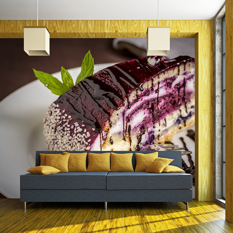 Dessert Mural Wallpaper Washable Wall Decoration for Dessert Shop, Stain Resistant