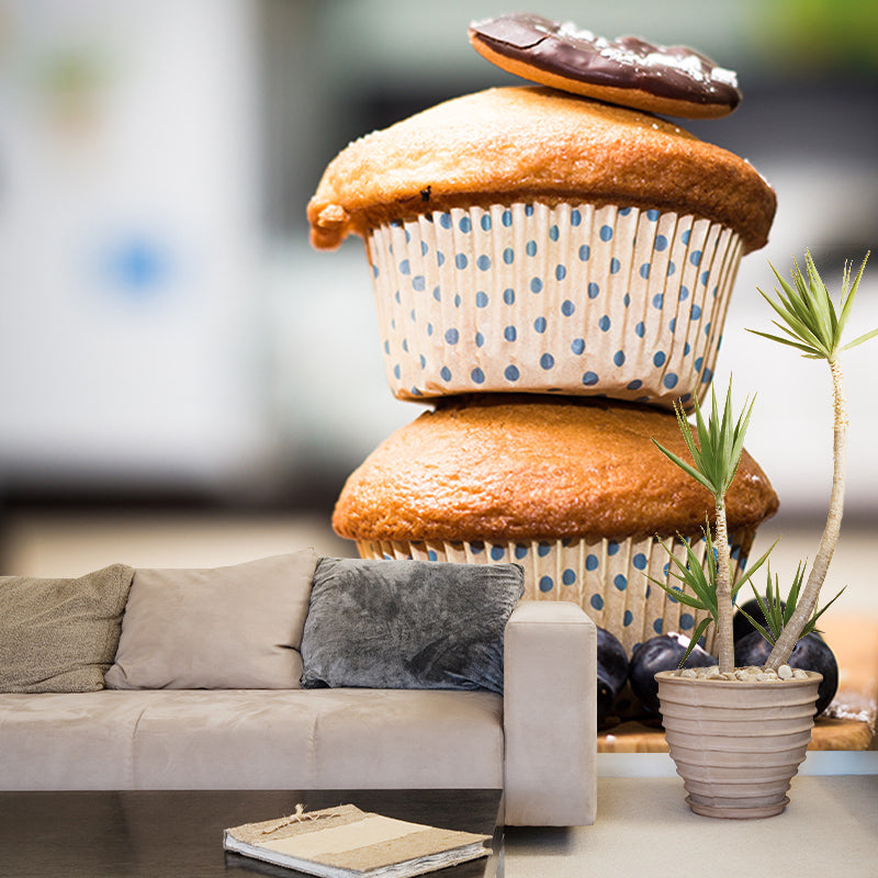 Dessert Mural Wallpaper Washable Wall Decoration for Dessert Shop, Stain Resistant