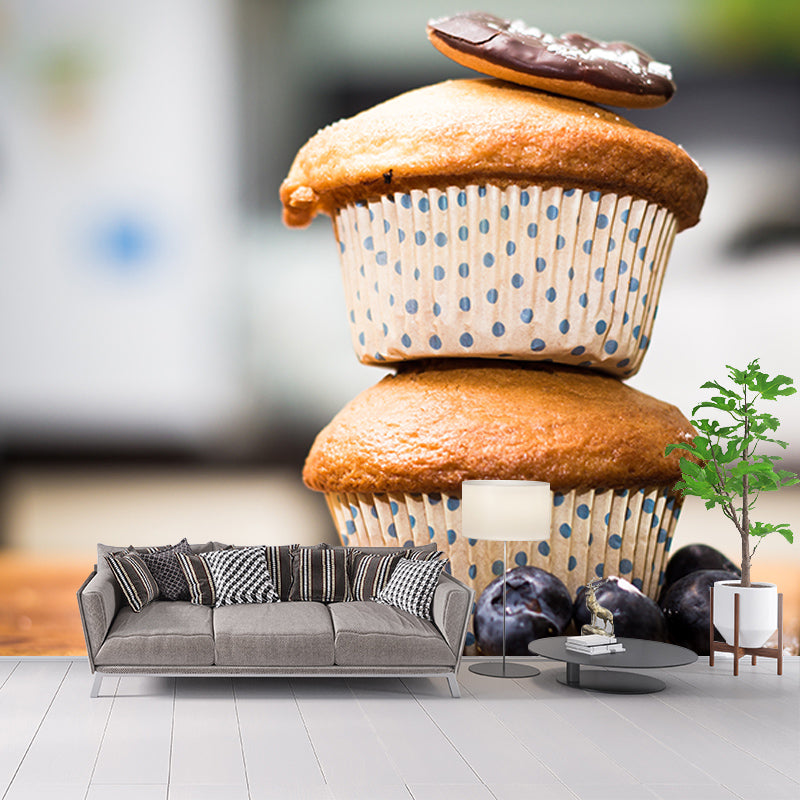 Dessert Mural Wallpaper Washable Wall Decoration for Dessert Shop, Stain Resistant