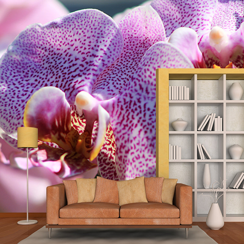Orchid Flower Mural Wallpaper Colorful Mildew Resistant Wallpaper, Custom Size Available