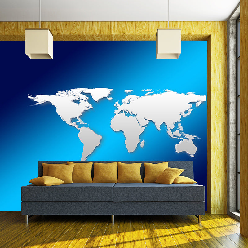 Map Mural Water-Resistant Wall Covering for Living Room, Custom Size Available