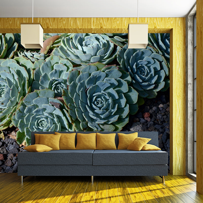 Contemporary Sitting Room Mural Wallpaper Tropical Plants Wall Decor, Moisture Resistant