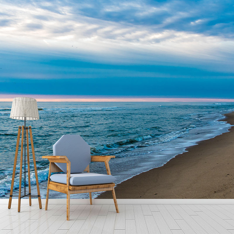 Customized Beach Mural Wallpaper Mildew Resistant for Living Room Decor