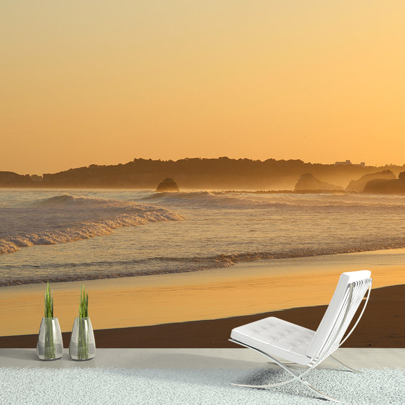 Customized Coastal Mural Wallpaper Mildew Resistant for Living Room Decor