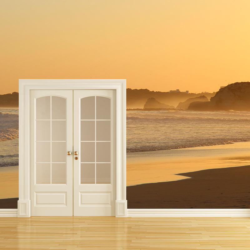 Customized Coastal Mural Wallpaper Mildew Resistant for Living Room Decor