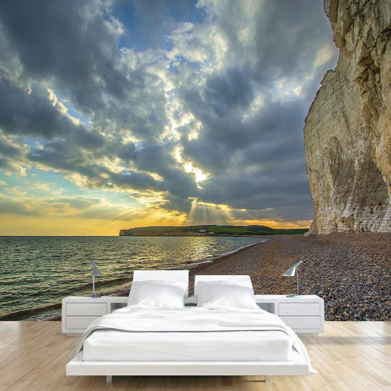 Customized Coastal Mural Wallpaper Mildew Resistant for Living Room Decor