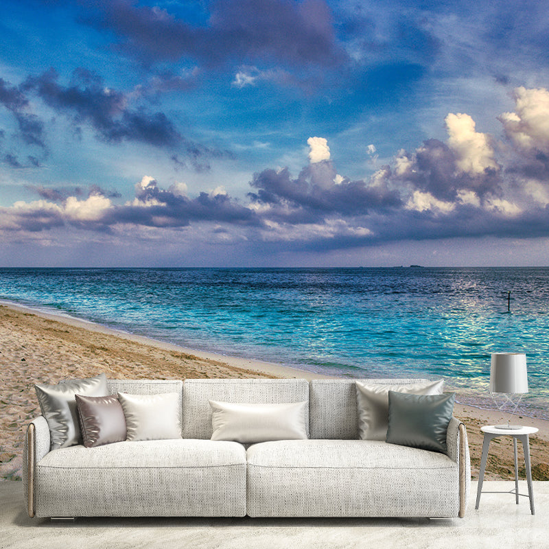 Customized Coastal Mural Wallpaper Mildew Resistant for Living Room Decor