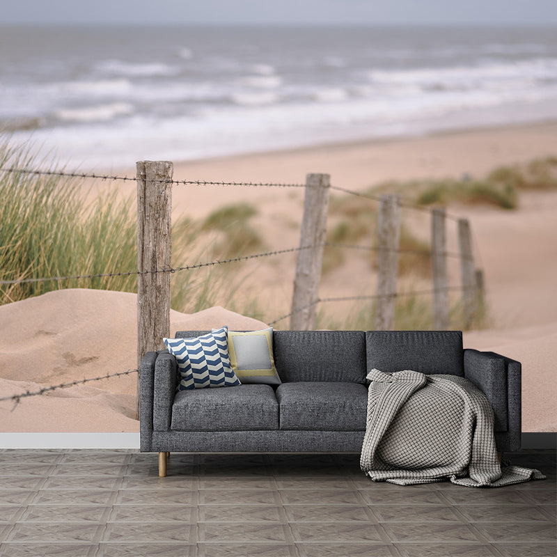 Photography Horizontal Coastal Mural Wallpaper Mildew Resistant for Bathroom