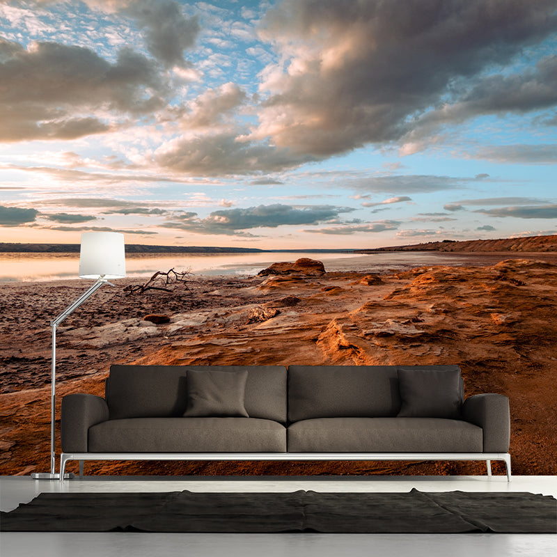 Photography Horizontal Coastal Mural Wallpaper Mildew Resistant for Bathroom