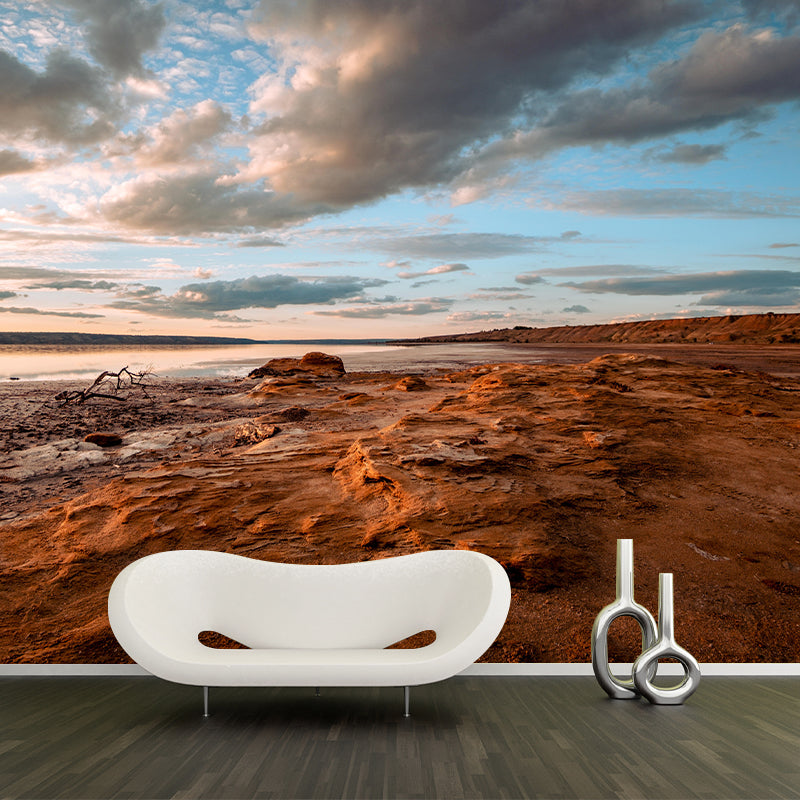 Photography Horizontal Coastal Mural Wallpaper Mildew Resistant for Bathroom