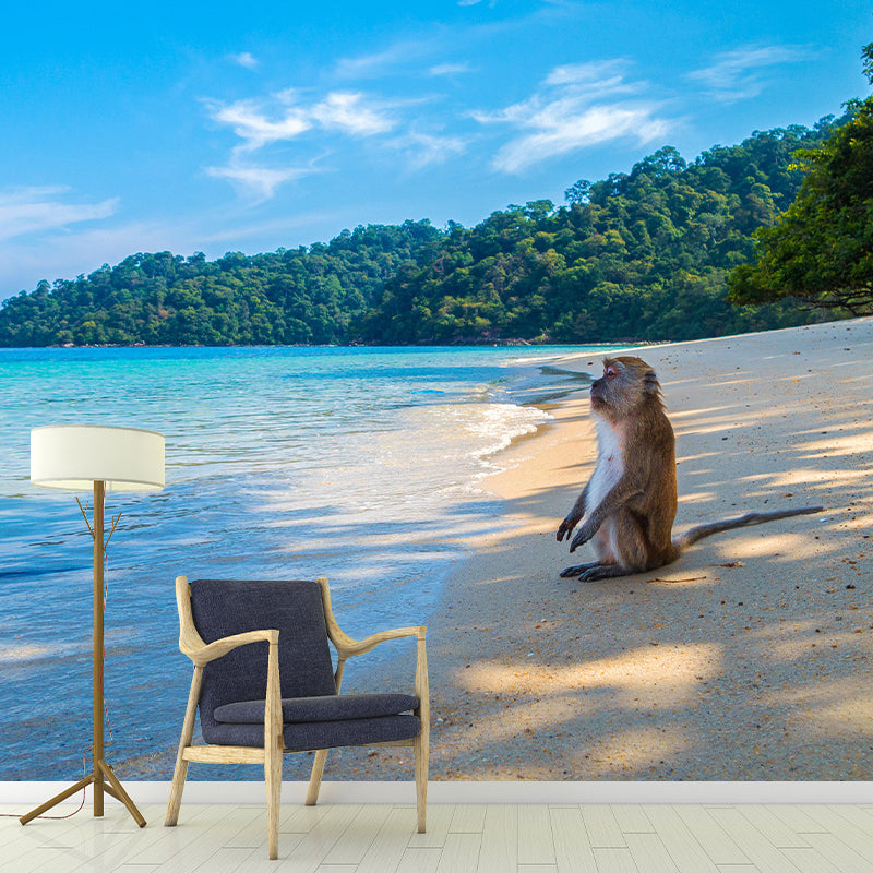 Photography Coastal Mural Wallpaper Mildew Resistant for Living Room Decor