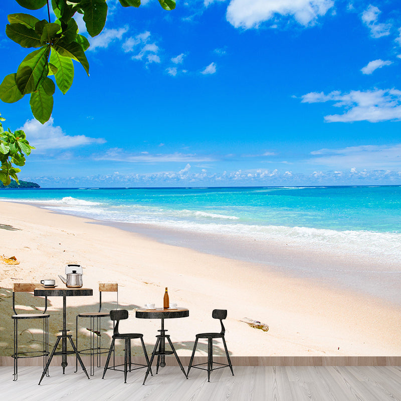 Photography Coastal Mural Wallpaper Mildew Resistant for Living Room Decor