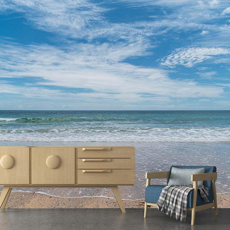 Photography Coastal Mural Wallpaper Mildew Resistant for Living Room Decor