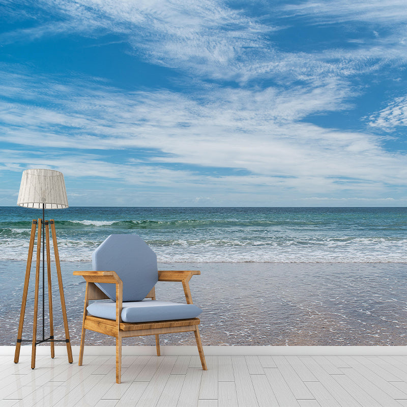 Photography Coastal Mural Wallpaper Mildew Resistant for Living Room Decor