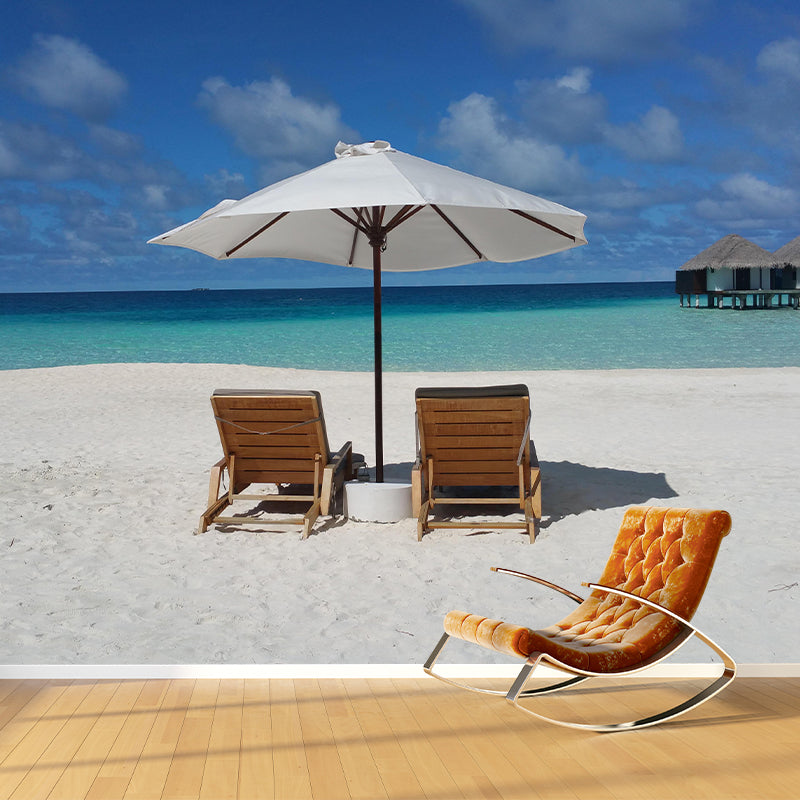 Contemporary Coastal Mural Wallpaper Mildew Resistant for Living Room Decor