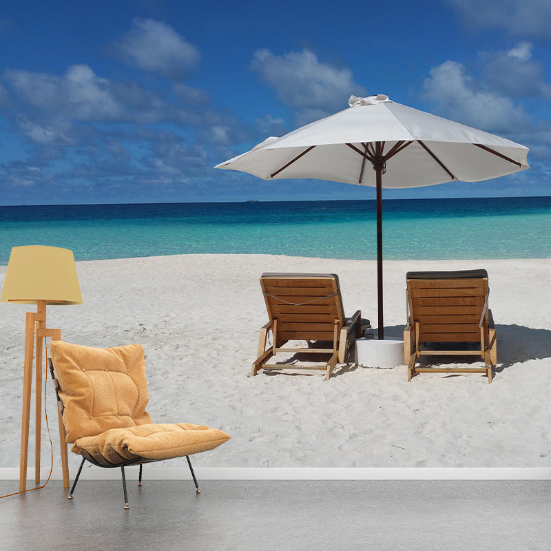 Contemporary Coastal Mural Wallpaper Mildew Resistant for Living Room Decor