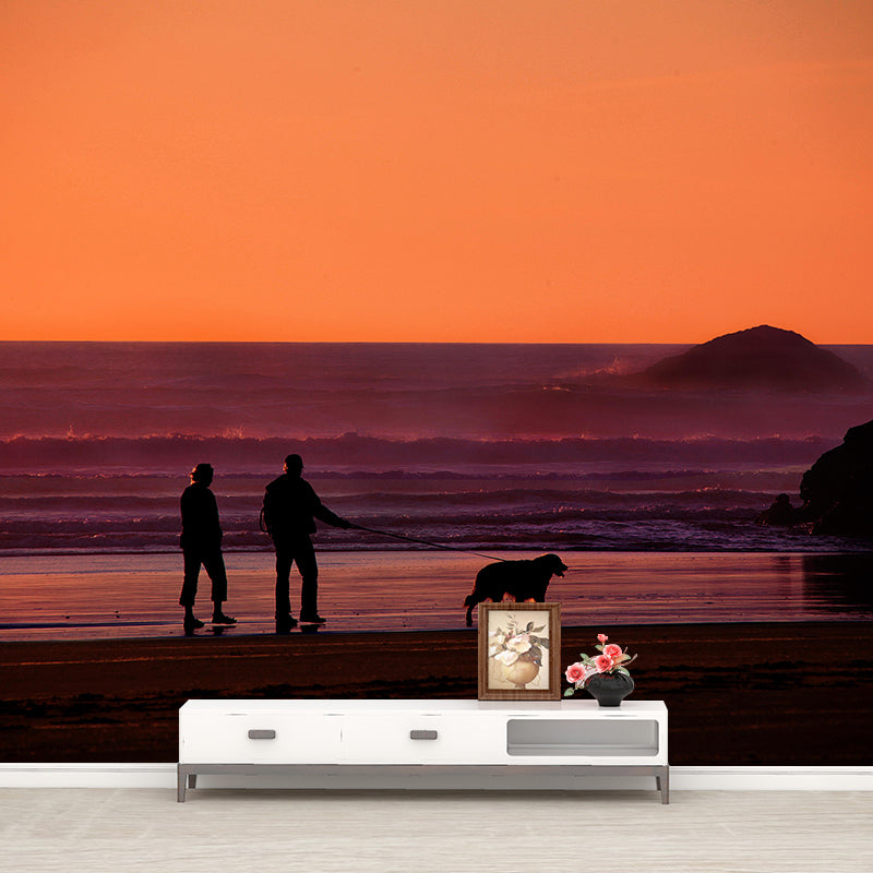 Beach Mural Wall Covering for Bathroom Decorative Mildew Resistant Wallpaper