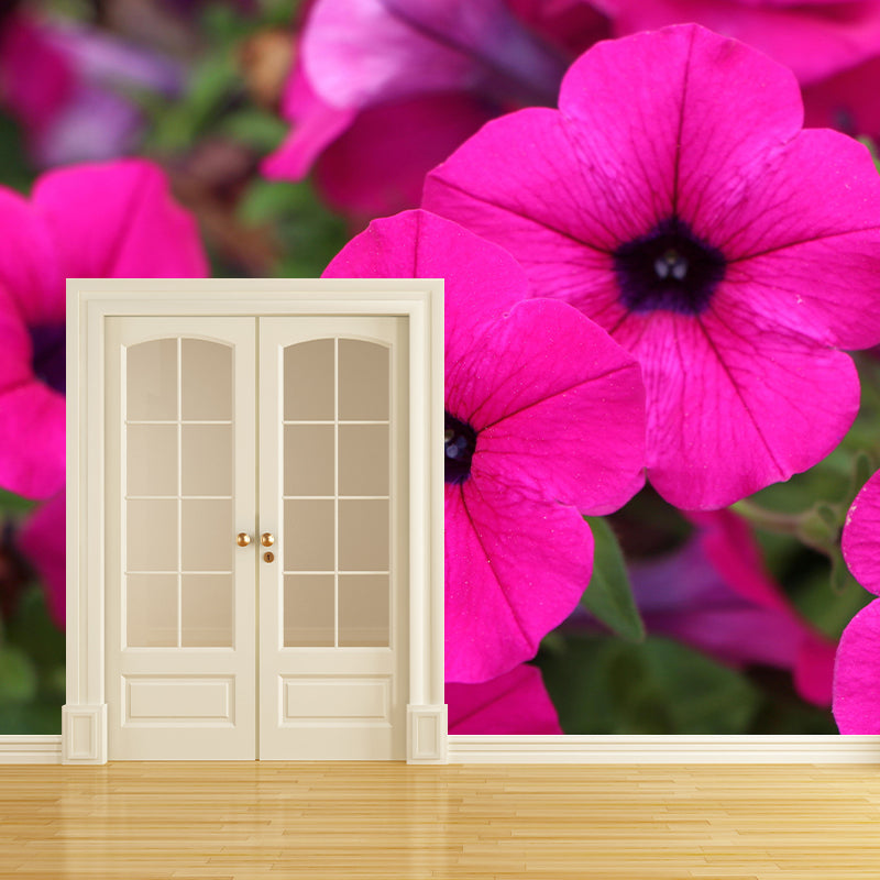 Beautiful Petunia Mural Wallpaper Mildew Resistant for Living Room Decor
